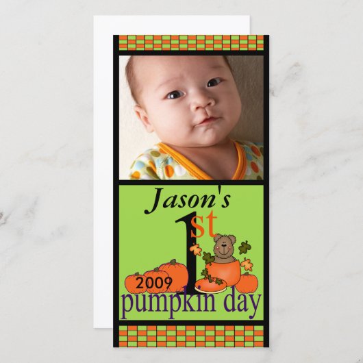 第1ハロウィンカボチャのフォトカード (正面/裏面)
