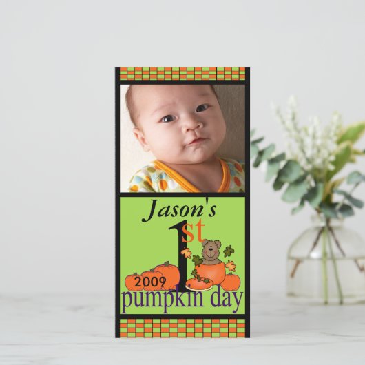 第1ハロウィンカボチャのフォトカード (スタンド正面)