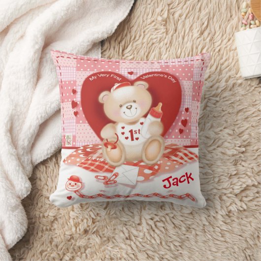 第1バレンタインデーの枕。 男の赤ちゃん クッション (ブランケット)