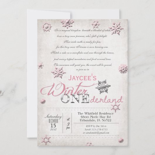 第1バースデーウィンターオネダーランド招待状 招待状 (正面)