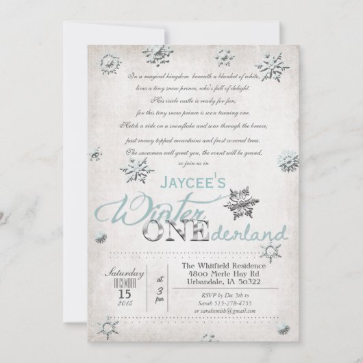 第1バースデーウィンターオネダーランド招待状 招待状 (正面)