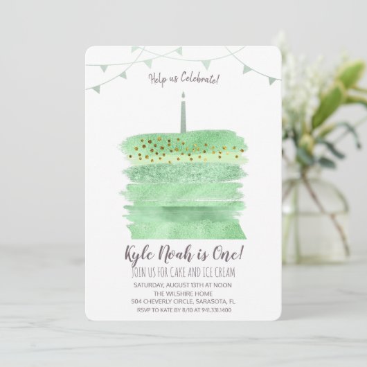 第1バースデーケーキ招待状 招待状 (スタンド正面)