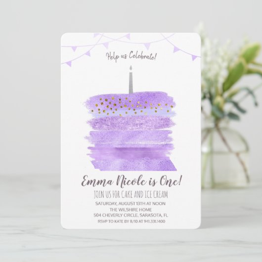 第1バースデーケーキ招待状 招待状 (スタンド正面)