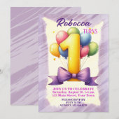 第1バースデーバルーンテーマ 招待状 (正面/裏面)