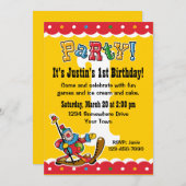 第1バースデーパーティ招待状はおどけます 招待状 (正面/裏面)