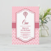 第1バースデーピンク水玉模様パーティー 招待状 (スタンド正面)