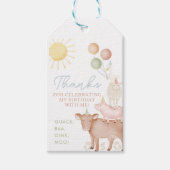 第1バースデーファームアニマルズ納屋周囲の庭パーティー少年 ギフトタグ (正面)