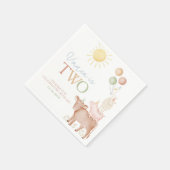 第1バースデーファームアニマルズ納屋周囲の庭パーティー少年 スタンダードカクテルナプキン (角)