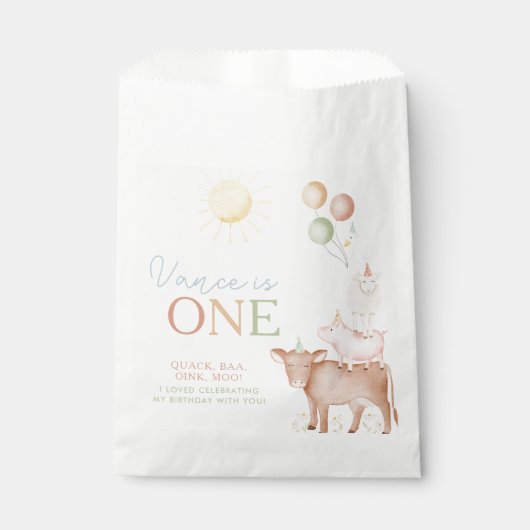 第1バースデーファームアニマルズ納屋周囲の庭パーティー少年 フェイバーバッグ (正面)