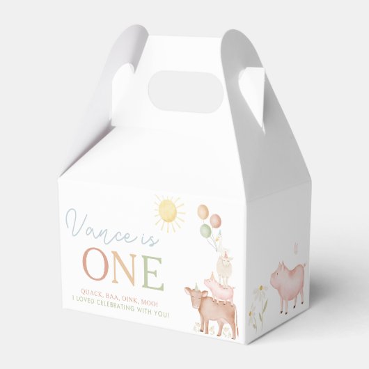 第1バースデーファームアニマルズ納屋周囲の庭パーティー少年 フェイバーボックス (裏面サイド)