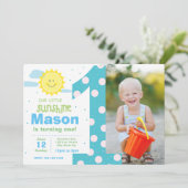 第1バースデーブルーサンシャインパーティー招待状(写真付き) 招待状 (スタンド正面)