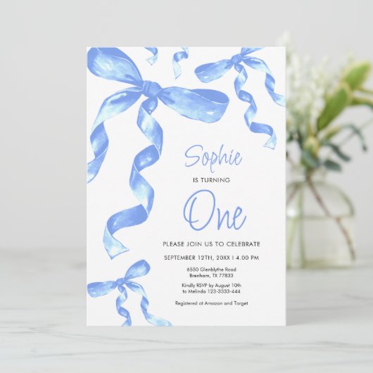 第1バースデーブルーボウ招待状 招待状 (スタンド正面)