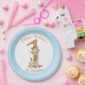 第1バースデーブルーボーイベビーキリン紙プレート ペーパープレート (パーティー)