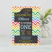 第1バースデーボーイレインボーシャルボード招待状 招待状 (スタンド正面)