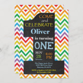 第1バースデーボーイレインボーシャルボード招待状 招待状 (正面/裏面)