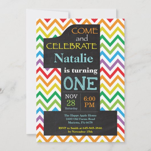 第1バースデーレインボーチャルクボード招待状 招待状 (正面)