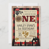 第1バースデーワイルドワンフランネルランバージャックテーマ 招待状 (正面)
