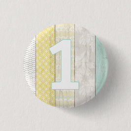 第1バースミント&イエローウッド素朴ジオメトリック 缶バッジ