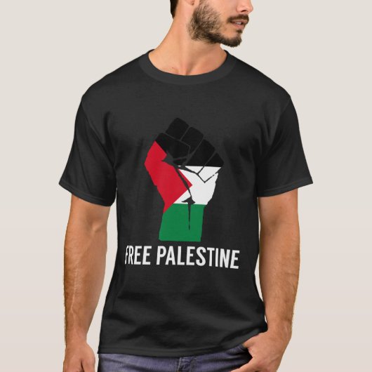 第1パレスチナ国旗に抵抗 – 自由パレスチナ Tシャツ (正面)