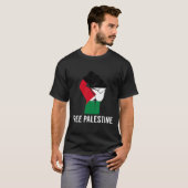 第1パレスチナ国旗に抵抗 – 自由パレスチナ Tシャツ (正面フル)