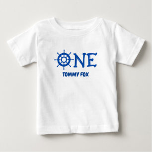 第1パーソナライズされたハッピーバースデーボートホイール ベビーTシャツ