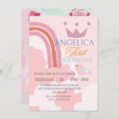 第1パーソナライズされた誕生日ピンク招待状 招待状 (正面/裏面)