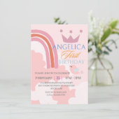 第1パーソナライズされた誕生日ピンク招待状 招待状 (スタンド正面)