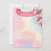 第1パーソナライズされた誕生日ピンク招待状 招待状 (裏面)