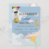 第1パーソナライズされた誕生日ブルー招待状 招待状 (正面/裏面)