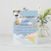 第1パーソナライズされた誕生日ブルー招待状 招待状 (スタンド正面)