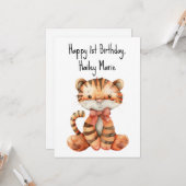 第1パーソナライズされた誕生日詰まった虎 カード (正面/裏面インサイチュ)