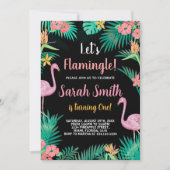 第1ピンクフラミンゴ誕生日招待状 招待状 (正面)