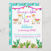 第1フィエスタホールラマおもしろい誕生日招待状 招待状 (正面/裏面)