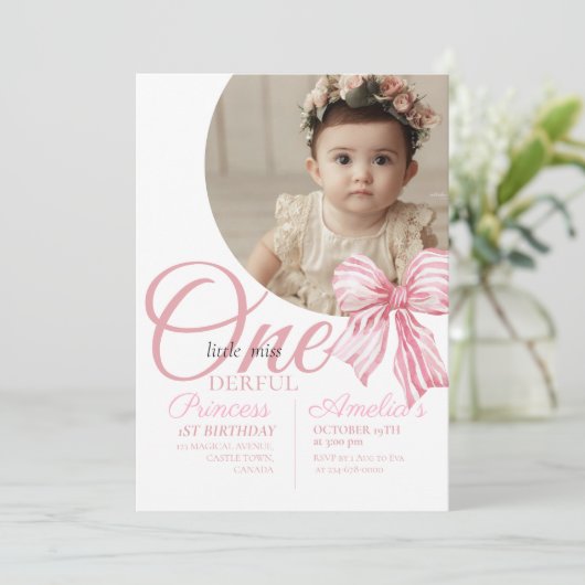 第1フォトボーエレガント誕生日ガーリーパーティー 招待状 (スタンド正面)