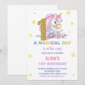 第1フローラユニコーン誕生日招待状 招待状 (正面/裏面)