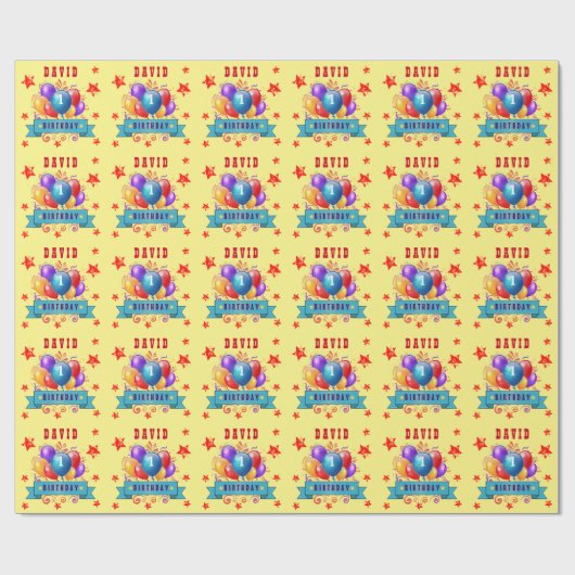 第1ベビーの誕生日のお祝いのカラフルの気球V10IZ1 ラッピングペーパー (フラット)