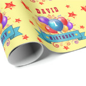 第1ベビーの誕生日のお祝いのカラフルの気球V10IZ1 ラッピングペーパー (ロールコーナー)