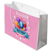 第1ベビーの誕生日のお祝いのカラフルの気球V10IZ2 ラージペーパーバッグ (裏面アングル)