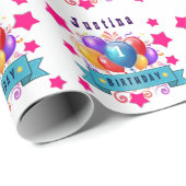 第1ベビーの誕生日のお祝いのカラフルの気球V10IZ5 ラッピングペーパー (ロールコーナー)