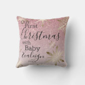 第1ベビーカスタムクリスマスグリッター金ゴールド クッション (裏面)