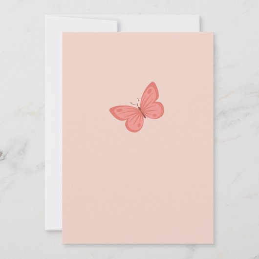 第1ベビーガールピンクバタフライフローラサンキューカード (裏面)