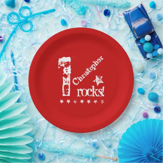 第1ベビー誕生日対角線デザイングランジ星Z01 ペーパープレート (パーティー)