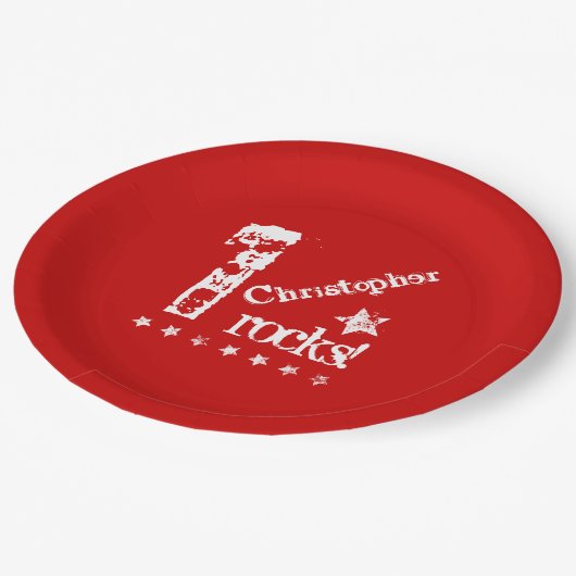 第1ベビー誕生日対角線デザイングランジ星Z01 ペーパープレート (アングル)