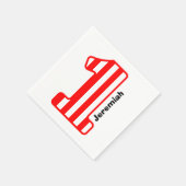 第1ベビー誕生日赤ストライプのビッグナンバーA10 スタンダードカクテルナプキン (角)