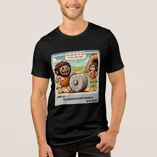 第1ホイール強迫観念 – Caveman Mous トライブレンドTシャツ (正面)