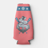 第1メイトいかりオアーズ航海のコーラルピンク |カスタム ボトルクーラー (正面)