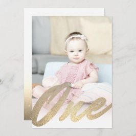 第1モダン回誕生日金ゴールドグリッター女子フォト 招待状