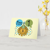 第1ライオンの誕生日のTシャツおよびギフト カード (黄色い花)