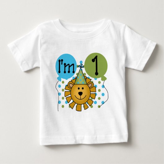 第1ライオンの誕生日のTシャツおよびギフト ベビーTシャツ (正面)