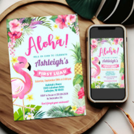 第1ルアウ（ハワイ式宴会）誕生日熱帯夏招待状 招待状